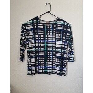 EASYWEAR by CHICOS Abstract Stretch Jersey Tunic Shirt Size 3  3/4 Sleeve used